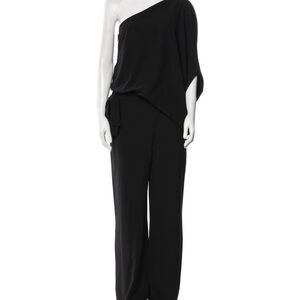 Halston Heritage Black Asymmetrical Jumpsuit sz 6 EUC